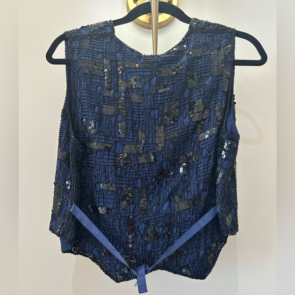 P.A.R.O.S.H Midnight Blue Embroidered Gilet, Size M (international) - Picture 4 of 8